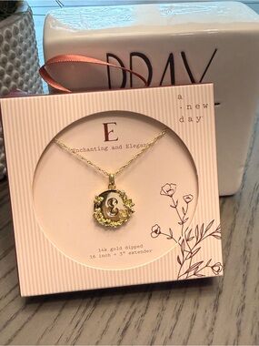 a new day Gold Floral Initial 'E' Pendant Necklace